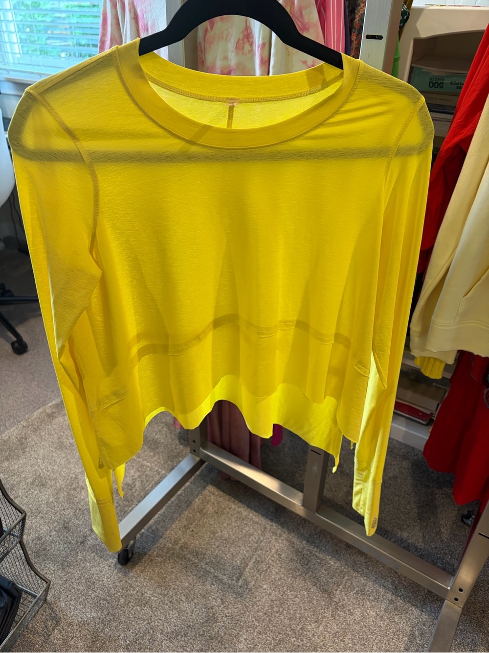 FP Movement by Free People Yellow Long-Sleeve Crop Top